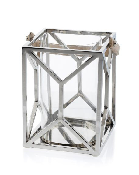 Glass Tabletop Lantern, 26 cm H x 19.50 cm W x 19.50 cm D