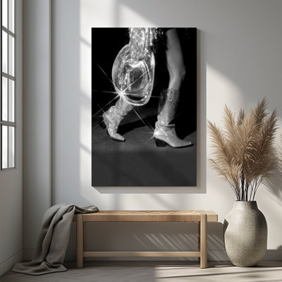 1pc, reproduction d'art sur toile encadrée, noir et blanc, bottes de cowboy, talons hauts, affiches d'art sur toile, peinture pour salon, chambre, bureau, salle de bain, dortoir, prêt à accrocher