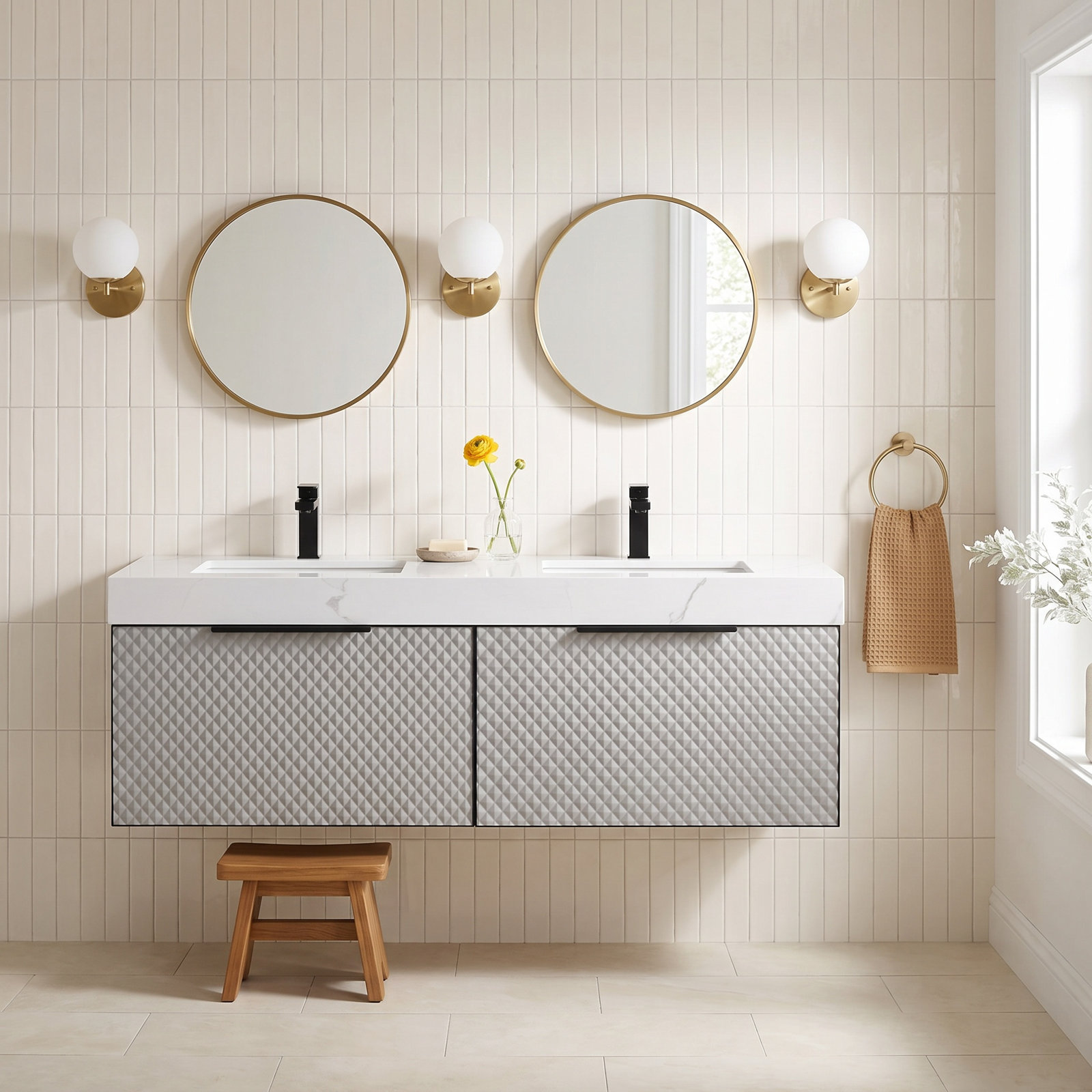 Diedrick 60'' Double Bathroom Vanity, Silver Gray
