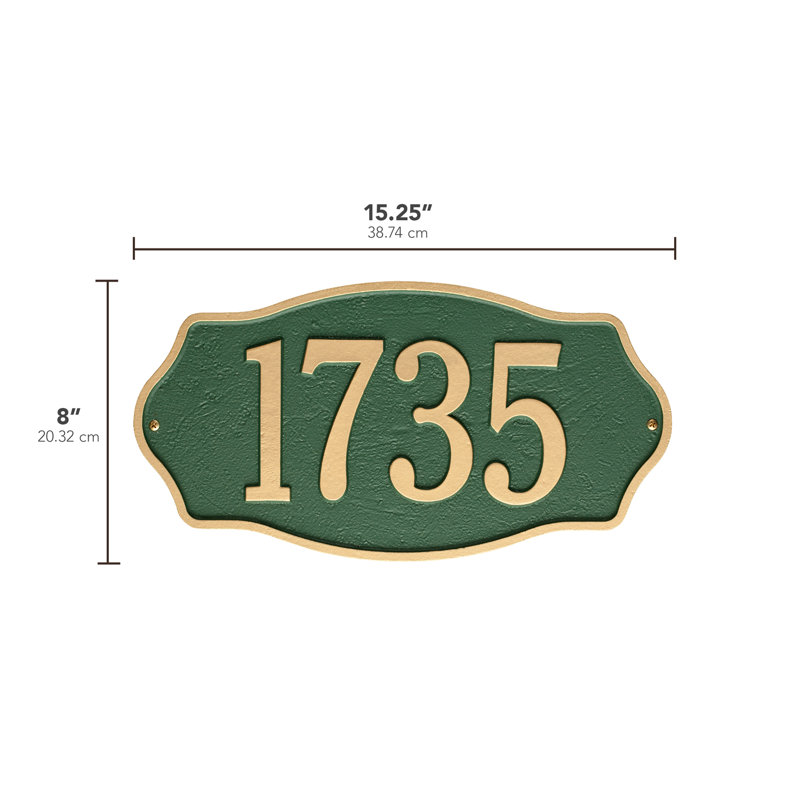 Hampshire 1-Line Wall Address Plaque, Green / Gold, Yes