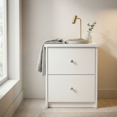 Ingrassia 2-Drawer Bedside Cabinet, Nightstand, End Table, Smooth-Glide