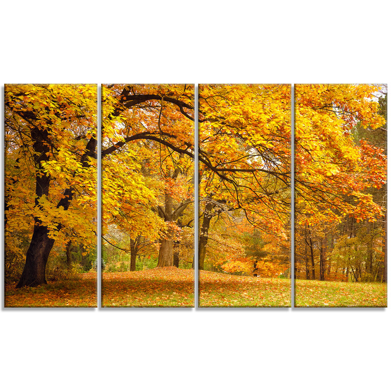 « golden automne forest landscape », ensemble de 4 reproductions de photos sur toiles tendues