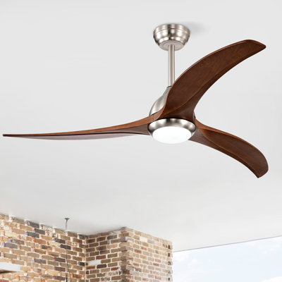 Solid Wood Blades Ceiling Fan With Light With Remote Control, Noiseless Reversible Motor, 6 Speed ,3 Color , For Patio Living Room, Bedroom, Indoor
