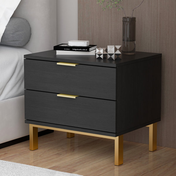Nightstand, Solid Wood Small End Table w/2 Drawers, Modern Bedside Tables,  Mid Century Night Stand, Bed Side Table, 15.75 L x 13.78 W x 18.5 H