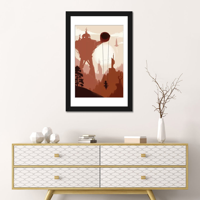 «In The Year 200», impression sur toile, H 24 po x l 16 po x P 1 po, Papier avec cadre noir, Blanc
