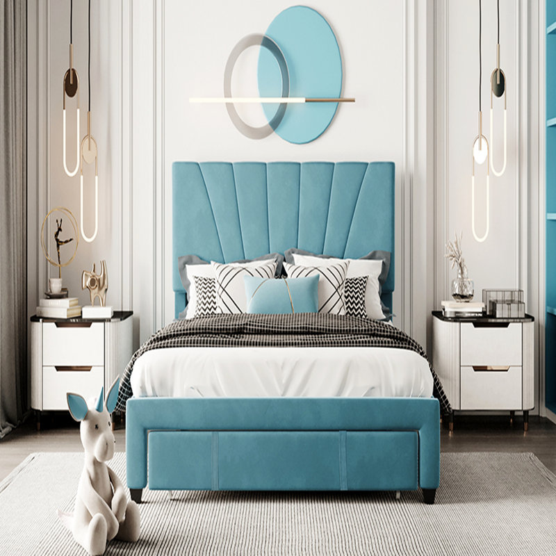 Carshalt Upholstered Platform Storage Bed, Blue