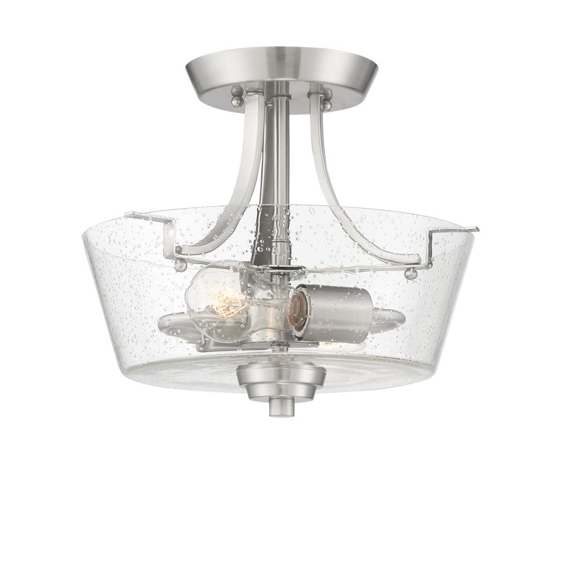 Winn Glass Semi Flush Mount, Brushed Polished Nickel