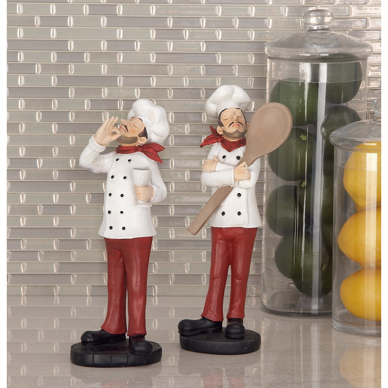 Felan Polystone Chef Decorative Multi Colored Sculpture Set