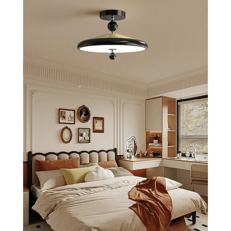 Plafonnier DEL en fer rétro French French, H 11,42 po x l 19,69 po x P 19,69 po, Naturel