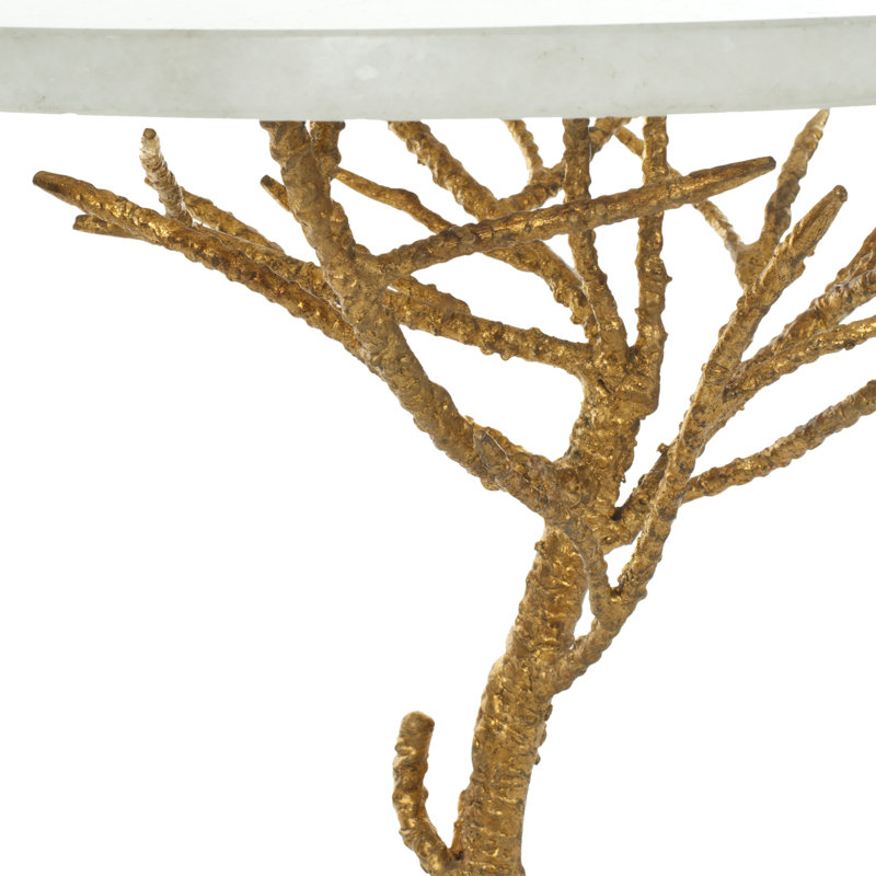 Table de bout Tamara, Blanc / doré