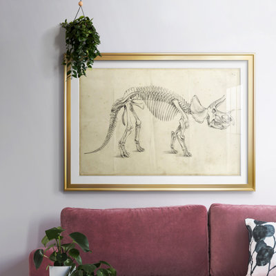 Étude de dinosaure II - Tableau encadré en verre, grand format, idéal pour le salon