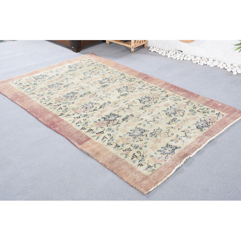 Tapis turcs, tapis tissés à plat beige, tapis neutre, tapis de 4,3 x 6,9 pi, tapis oriental, tapis rétro