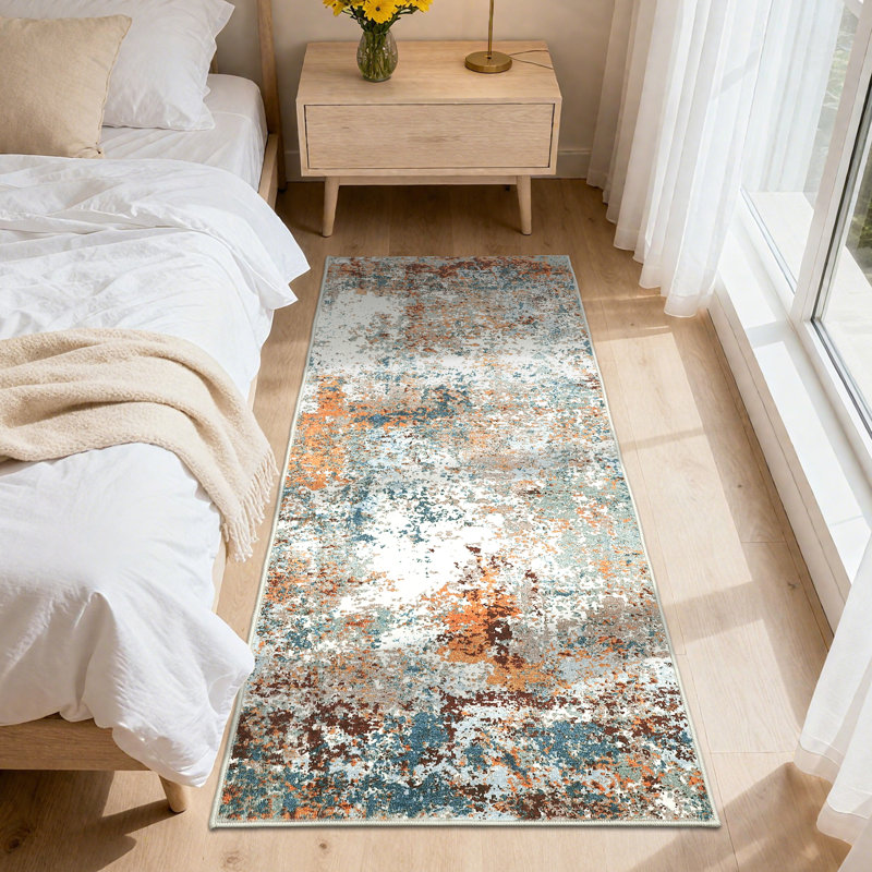 Modern Abstract Machine Washable Area Rugs for Living Room, Non Slip Rug for Bedroom Nursery, Soft Stain Resistant Carpet