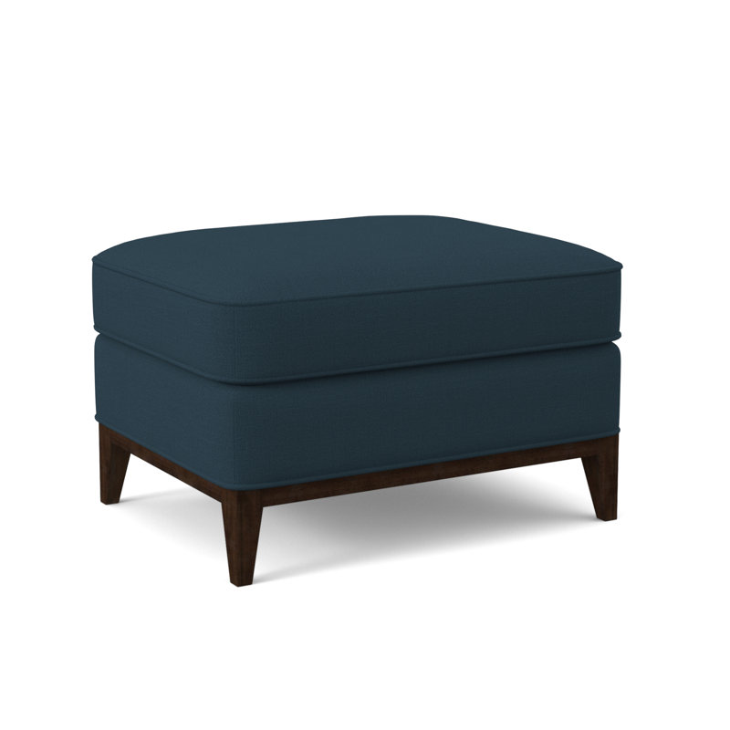 Sonoma Ottoman, American Walnut, Margaret Lagoon Polyester Blend