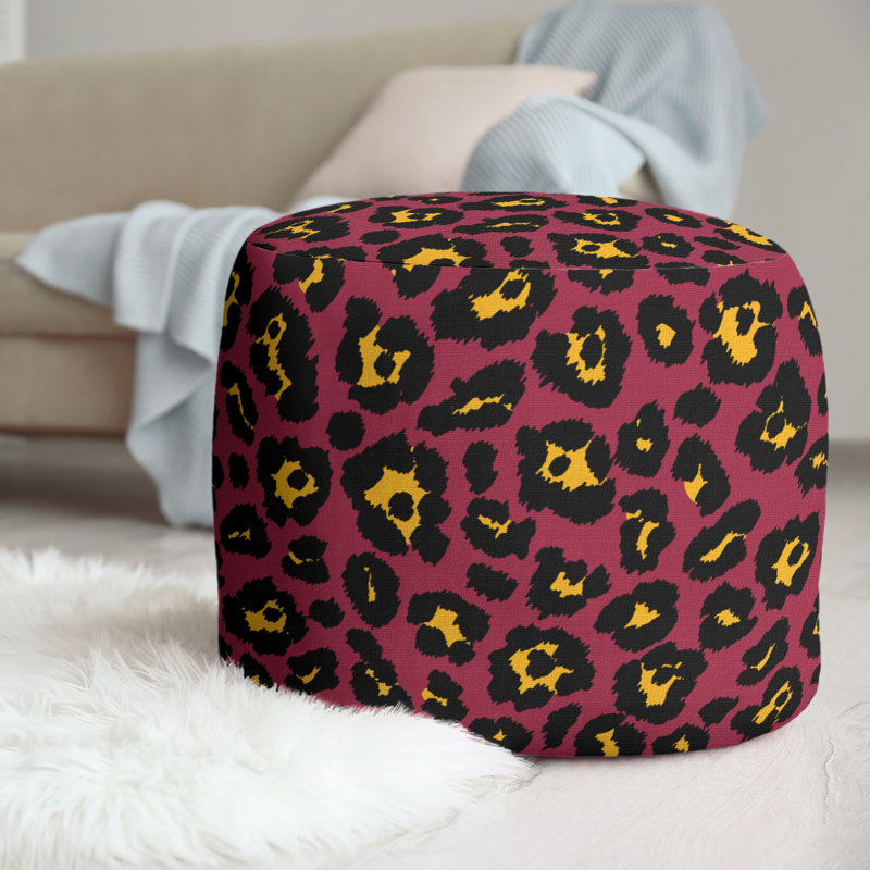 Repose-pieds standard à imprimé animalier 20,5 ", Rouge / Noir / Jaune