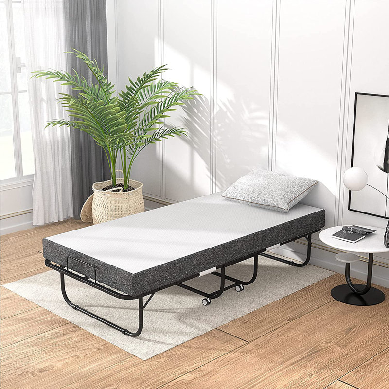 Lit pliant avec matelas 31 po Abhiraj, Gris