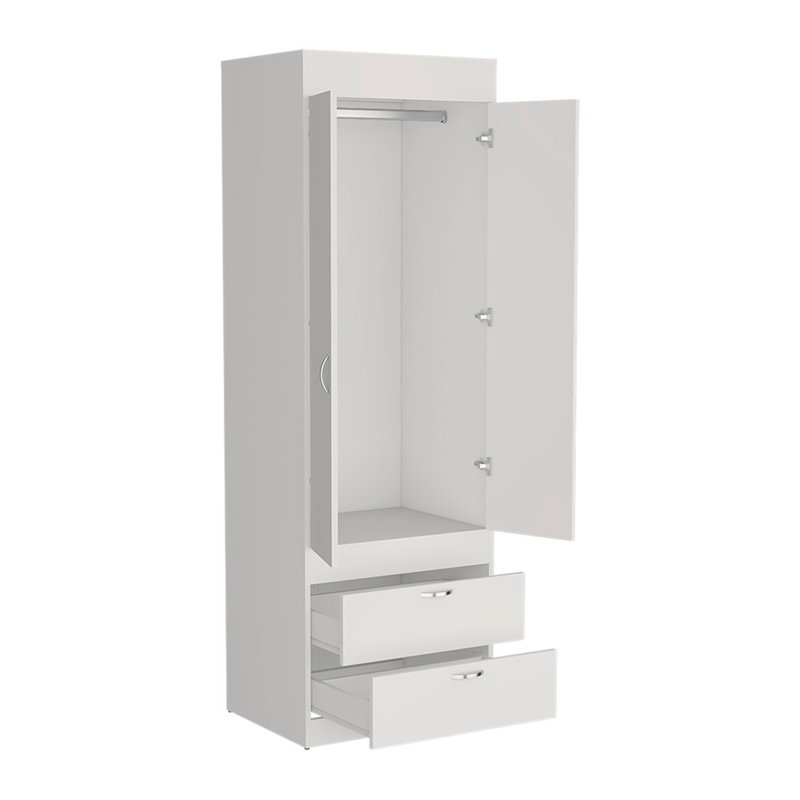 Armoire, deux tiroirs, finition blanche