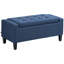 Banc de rangement rembourré en lin bleu foncé, plateau relevable avec capitonnage à boutons, banc de bout de lit fonctionnel et plateau spacieux, espace de vie pratique et pour la chambre à coucher
