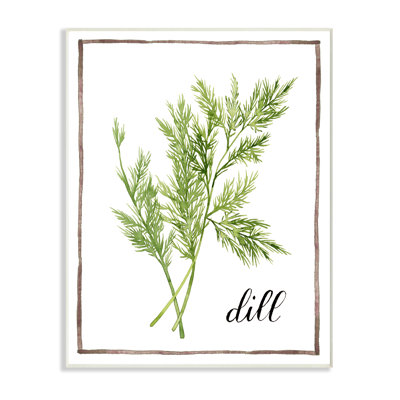«Herb Illustration Dill with Script», reproduction de peinture à l'aquarelle