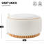 Rond 29 po avec couvercle réversible, base en bois, tissu bouclé, multifonctionnel, compartiment de rangement pour le salon, rangement caché moderne, sans espace d'assemblage
