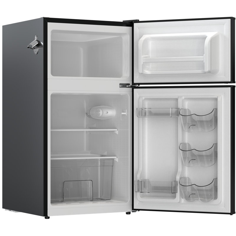 Frigidaire 3.1 Cu. Ft. 2 Door Retro Compact Refrigerator with Freezer, Built-in Side Bottle Opener, Black