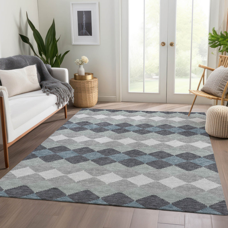Tapis géométrique lavable à la machine de qualité supérieure AMF1007, Rectangle 10 pi x 14 pi