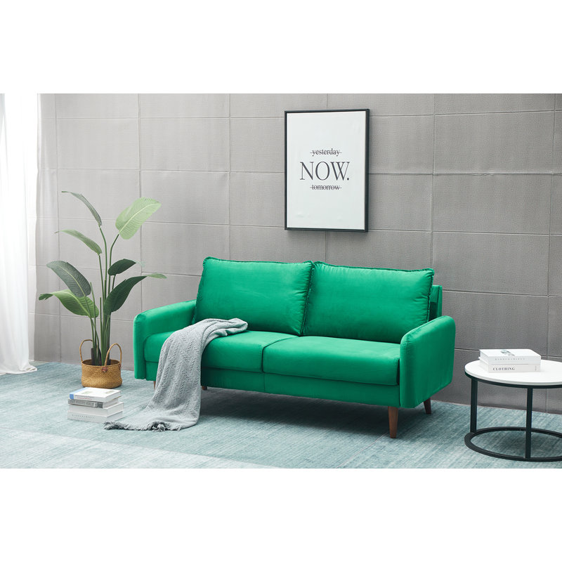 Canapé à accoudoirs arrondis en velours de 72 po Estancia, Velours vert
