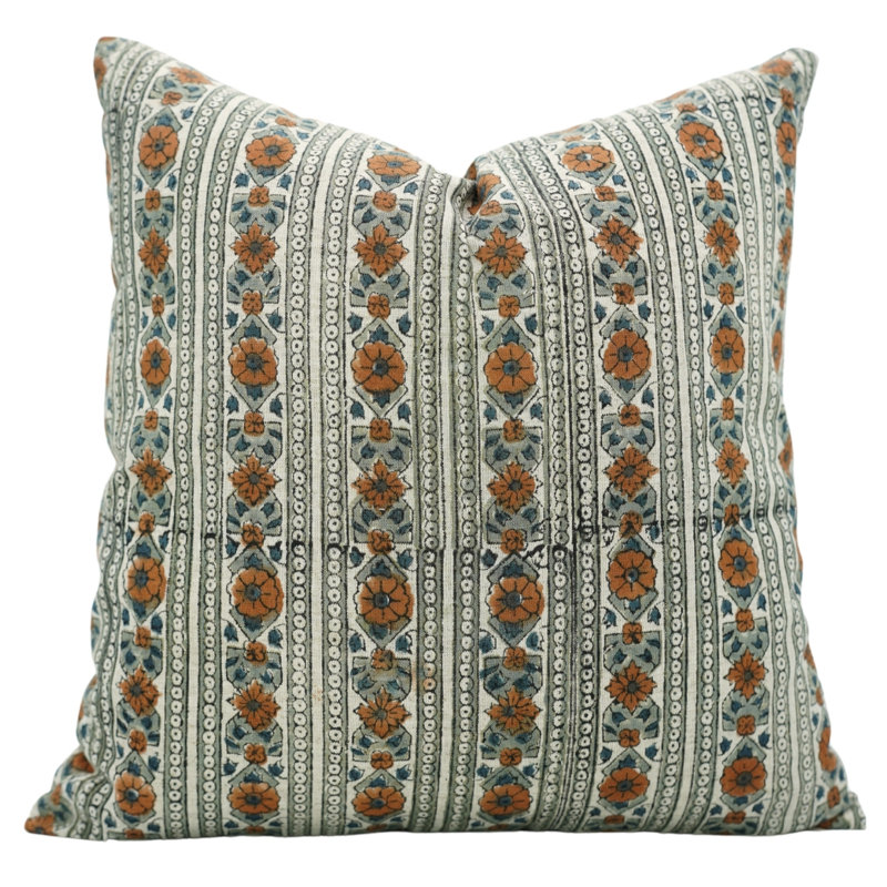 Housse de coussin à motif de blocs Fab Fabine, fleur de Rakhi, H 16 po x l 16 po