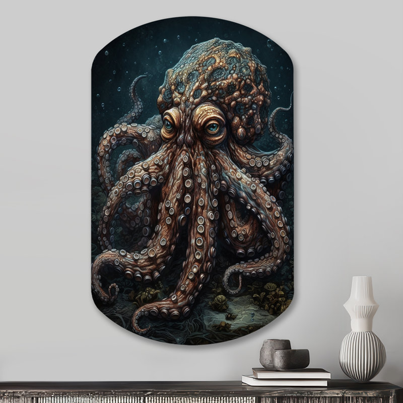 Manders - Octopus cylindrique, art mural asymétrique en métal, H 31 po x l 19 po