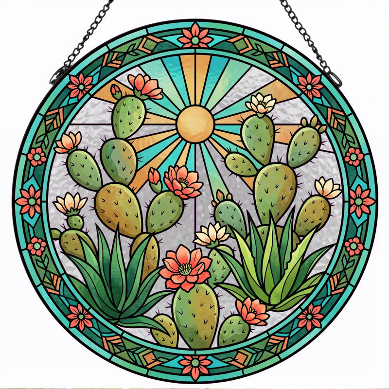 Vitrail Cactus Sunburst, H 7,8 po