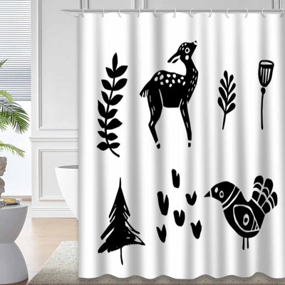 Rideau de douche à motif floral d'automne avec 12 crochets