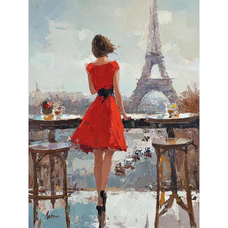 Eiffel Tower Terrace Wrapped Canvas Wall Art