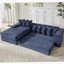 Canapé surdimensionné en nuage, canapé en L, canapé-lit convertible, sans assemblage, huit coussins, 3-en-1, poche latérale, faisant face à gauche, 4 sièges, velours côtelé, bleu-2048665322