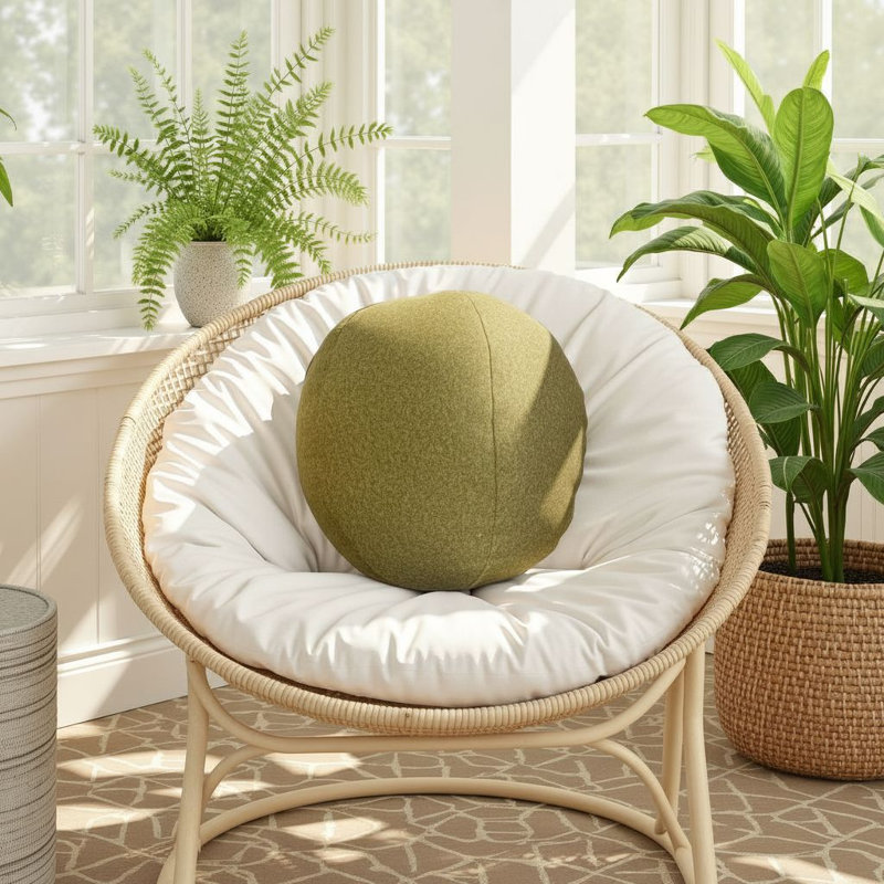 Oreiller rond vert Qiviut, Vert