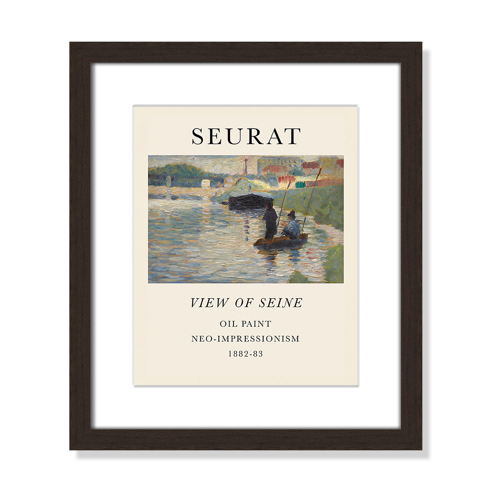 View Of Seine by Georges Seurat, Yes, 15" H x 13" W x 1.25" D, Walnut Single Picture Frame