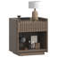 Table de chevet cannelée avec station de charge, table d'appoint moderne 22 po avec tiroir, rangement ouvert, table de chevet pour chambre à coucher, salon, noyer-2084150565