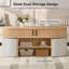 Table basse ovale de 47,1 po avec rangement caché et 4 tabourets en tissu