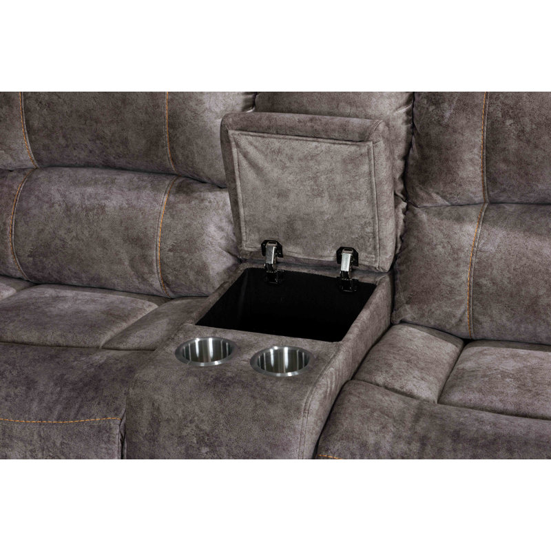 199" Wide Velvet Symmetrical Reclining Corner Sectional, Brown Velvet