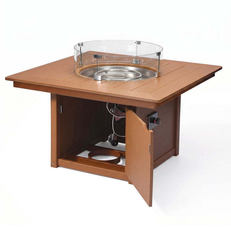 Square 42" Fire Pit Table, 31.25" H x 42.25" W x 42.25" D, Brown