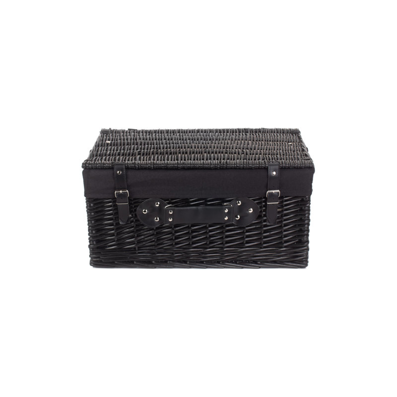Wicker Hamper Basket with Lining, 25cm H x 51cm W x 35cm D, Black/Black