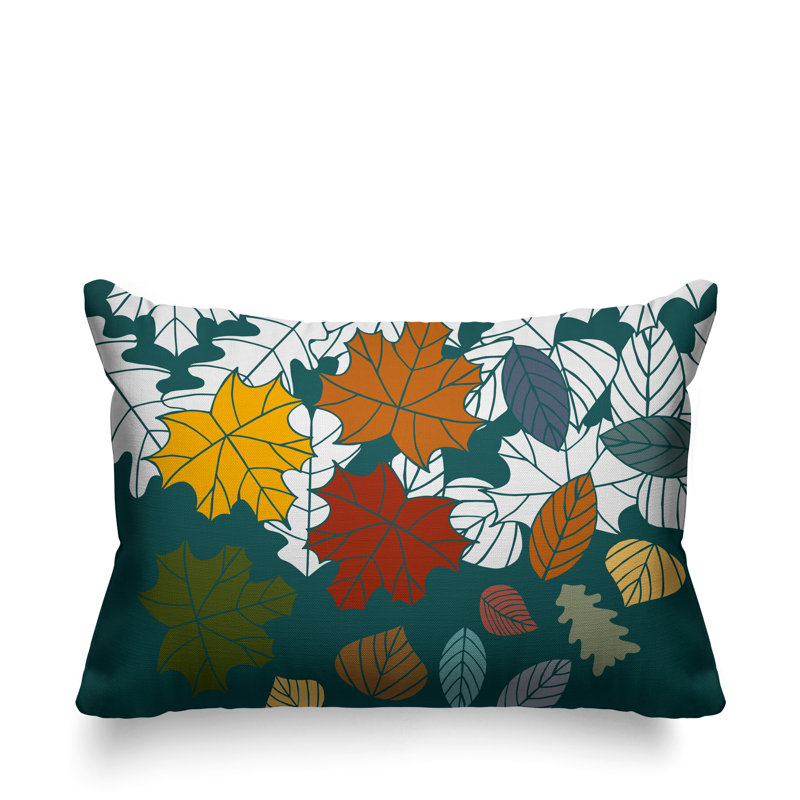 Coussin intérieur / extérieur Collin Maple Leaf, Émeraude, 14 po x 20 po, Rectangle