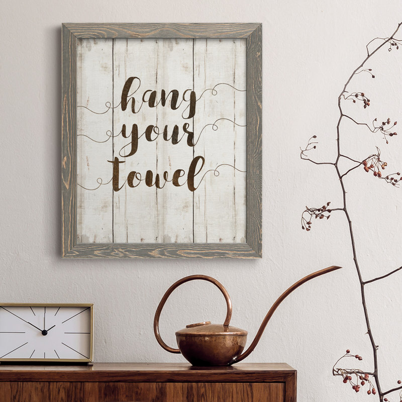 Suspendez votre serviette - cadre photo, art textuel sur toile, H 37,5 po x l 27,5 po x P 1,5 po, Gris