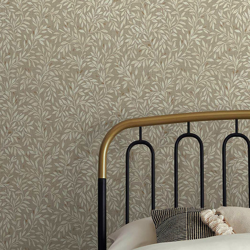  Rouleau de papier peint L 33 pi x l 21 po Ditsy Leaf, Naturel