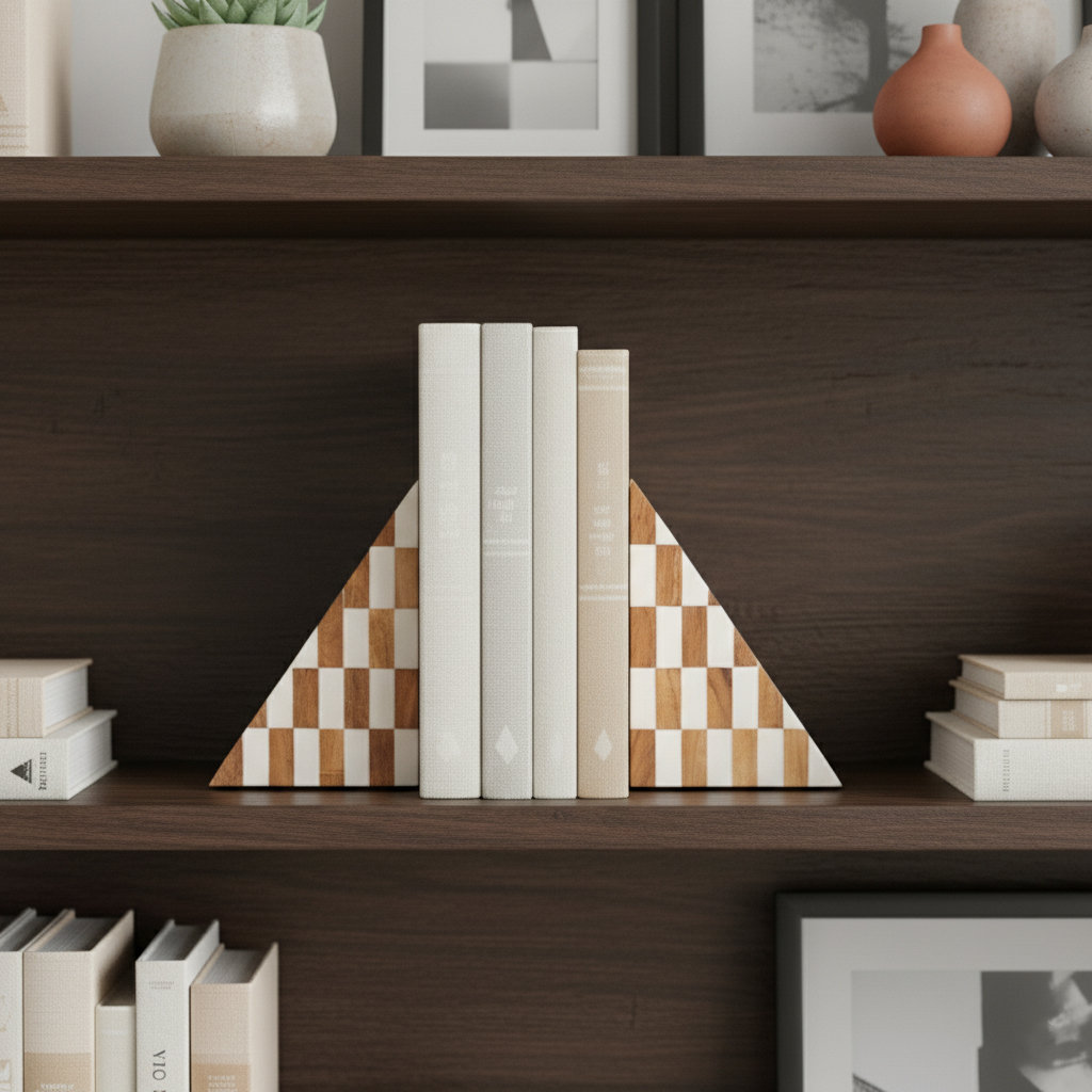 Loa Checkered Triangle Bookends