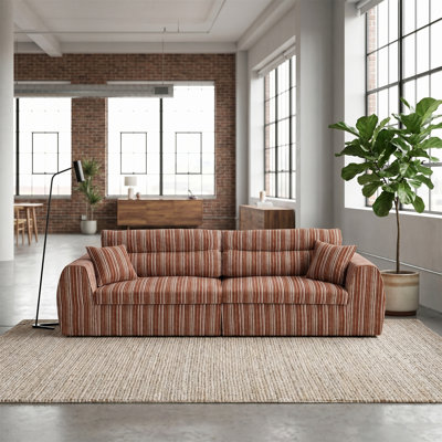 111-inch Chenille Straight-line Striped Sofa, Filled With High-density Foam, Requires No Assembly, Suitable For Living Rooms, Apartments, And Offices