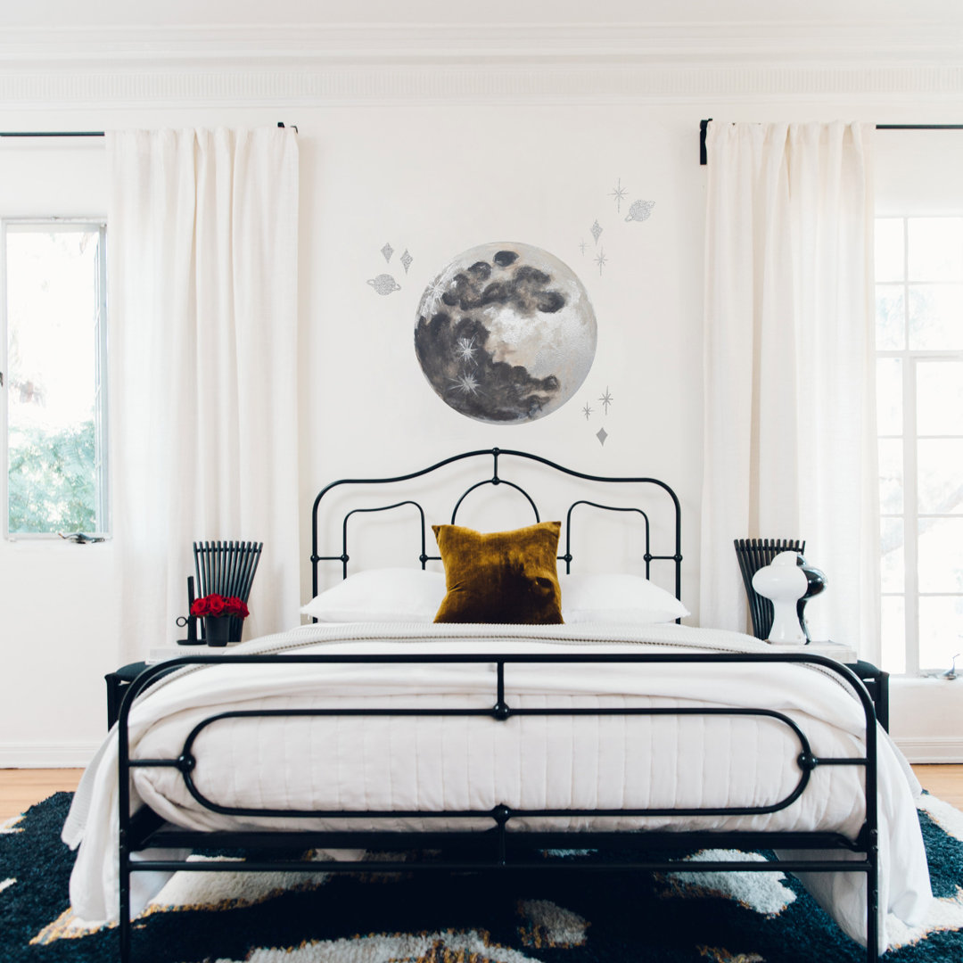 Mr. Kate Moon Peel and Stick Wall Decal with Metallic Silver Ink, Grey & Black Mr. Kate