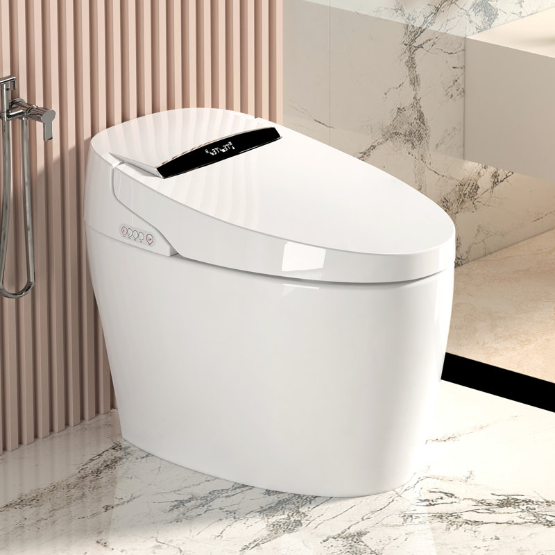 Toilette portative intelligente avec bidet intégré, siège chauffant et plusieurs méthodes de chasse, chasse d'eau siphonique, conception de batterie, lavage par bidet, séchage à air chaud intelligent, jet de réglage de la température du siège