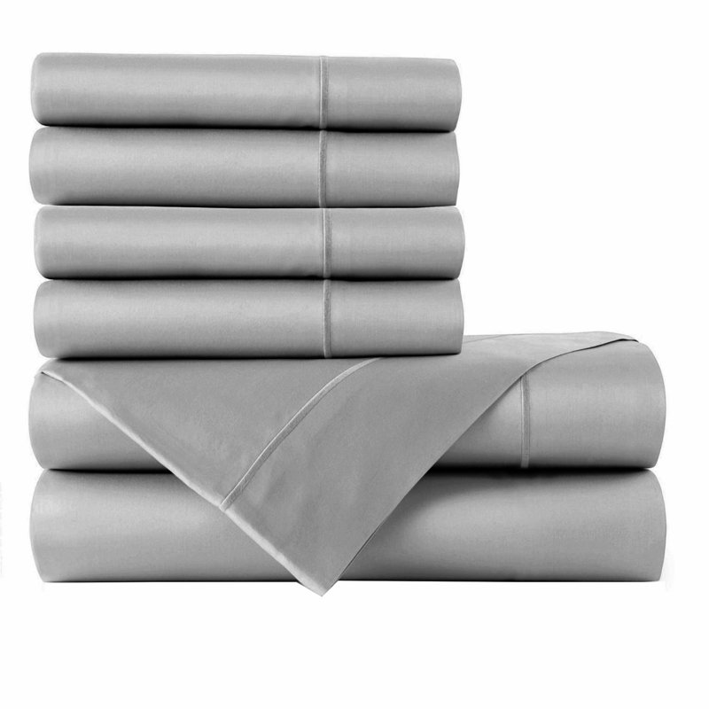 Ensemble de draps en coton égyptien 1000 pièces Bibb Home 1000TC, Argent, Ensemble de draps pour grand lit avec quatre très