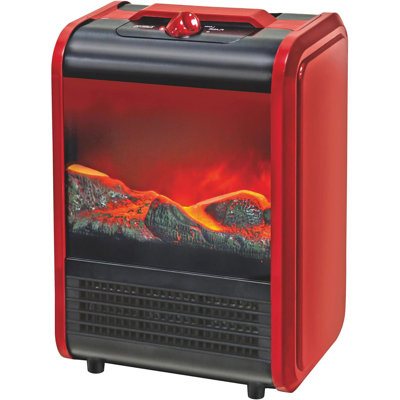 Electric Fireplace Heater With Flame Effect, Mini Portable Space Heater With Dual Heat Settings, Compact Indoor Heater With Carry Handle