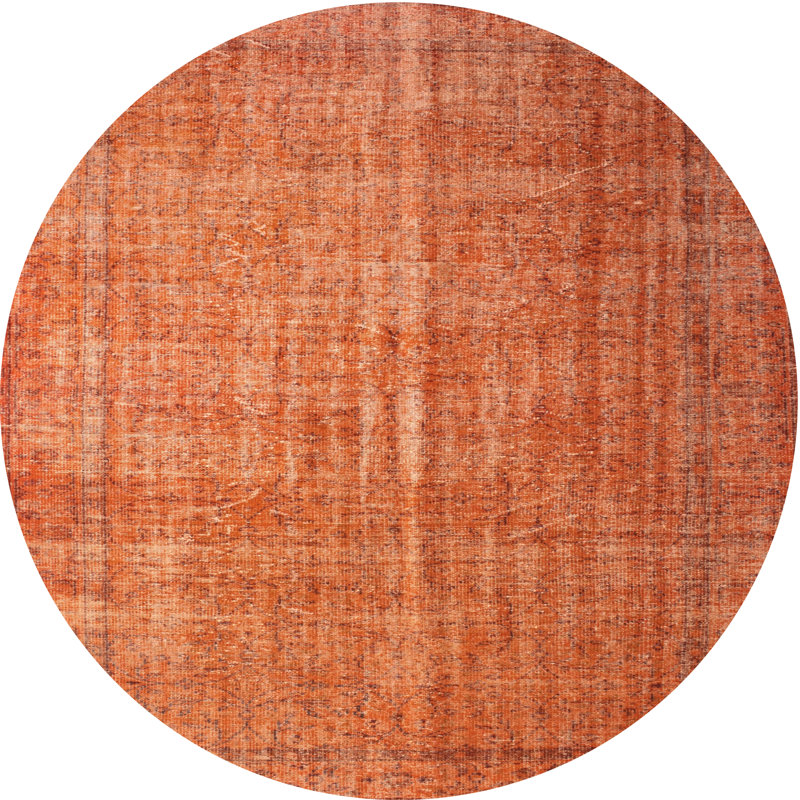 Tapis contemporain orange, Rond 5 pi